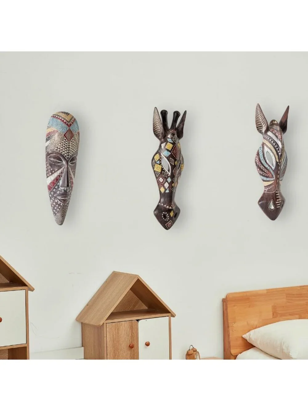 Hand-Carved African Tribal Wall Mask Sculpture | Unique Home Decor Art Piece